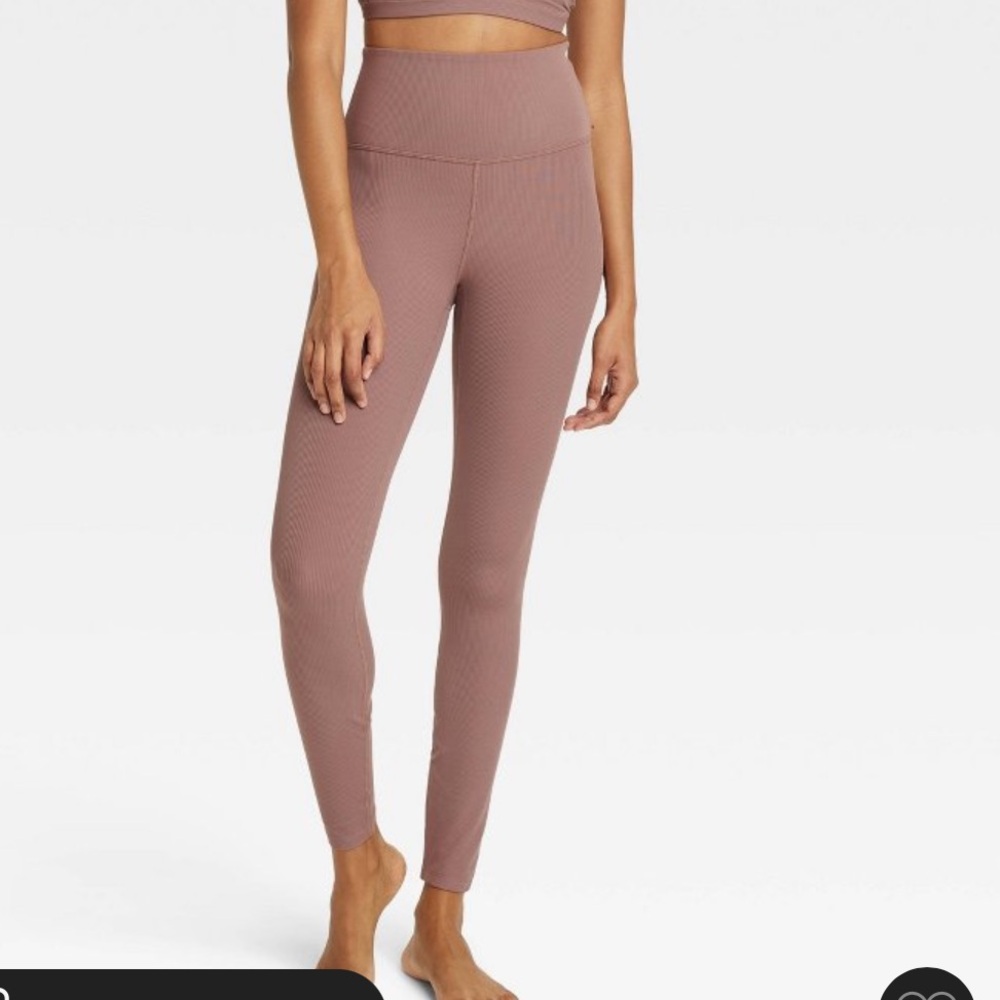 Size Small, Brown Ribbed Leggings, Ultra High Waisted